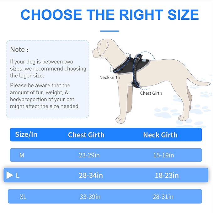 Reflective Tactical Vest Harness, Heavy-Duty for Large Dogs, Adjustable with Handle, Ideal for Training, Hunting, Walking - Black, Large.
