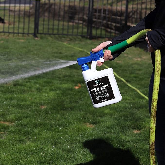 TriNova Outdoor Lawn Deodorizer & Restorer - Eliminates Dog, Puppy Feces and Urine Odors from Lawn, Yard, & Patio, Artificial Turf - Dog Urine Neutralizer for Lawns, Repairs & Prevents Yellow Spots