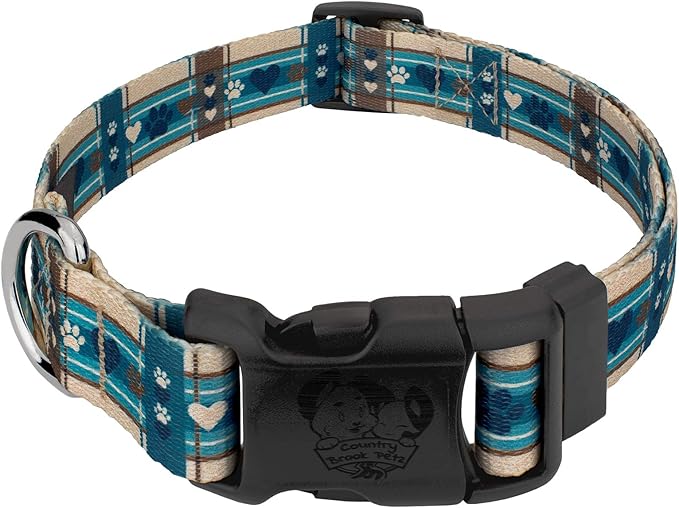 Country Brook Petz - Deluxe Puppy Picnic Dog Collar - Made in The U.S.A. - Plaid and Argyle Collection Featuring Charming Designs (5/8 Inch, Small)