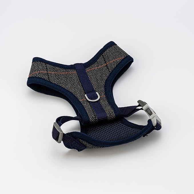 HUGO & HUDSON Dog Harness, No-Pull Anti Choke Tweed Harness Vest, Grey Checkered, L