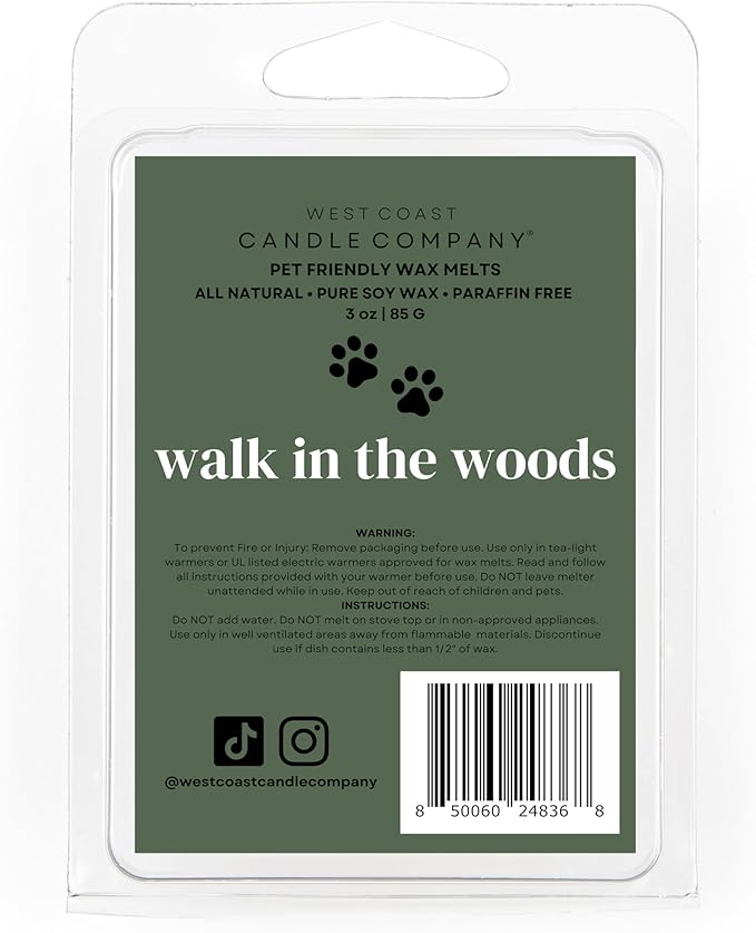 Pet Friendly Wax Melts | Pet Safe Wax Melts | All Natural Dog Safe Wax Melts | Non-Toxic Wax Melts | Pet Odor Eliminator | Pure Soy Wax Melts | Veterinarian Approved (Walk in The Woods)