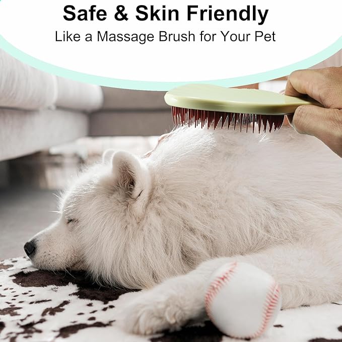 Soft Bristle Puppy Brush for Small Dogs - Gentle Grooming Brush for Shih Tzu, Yorkie, Maltese & Maltipoo. Effective Dog Hair Remover for Tangles & Shedding (Red)