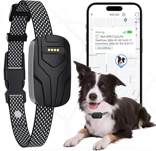 GPS Tracker & Health Monitoring for Dogs,Wireless Fence 2 in 1 Pet Tracking Smart Collar,Unlimited Range,Real-Time GPS Tracker for Pets,Wellness