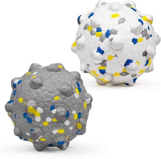 Upgrade Dog Balls for Aggressive Chewers, Indestructible Tennis Balls for Dogs, Durable Bouncy Dog Toy Balls, Interactive Dog Toys for Fetch Game, Lightweight Floating Dog Toys(Grey+White Large)