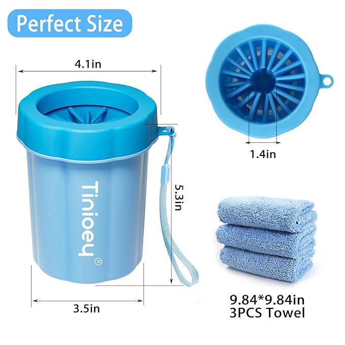 Dog Paw Cleaner for Dogs (with 3 Absorbent Towels), Dog Paw Washer, Muddy Paw Cleaner, Pet Foot Cleaner