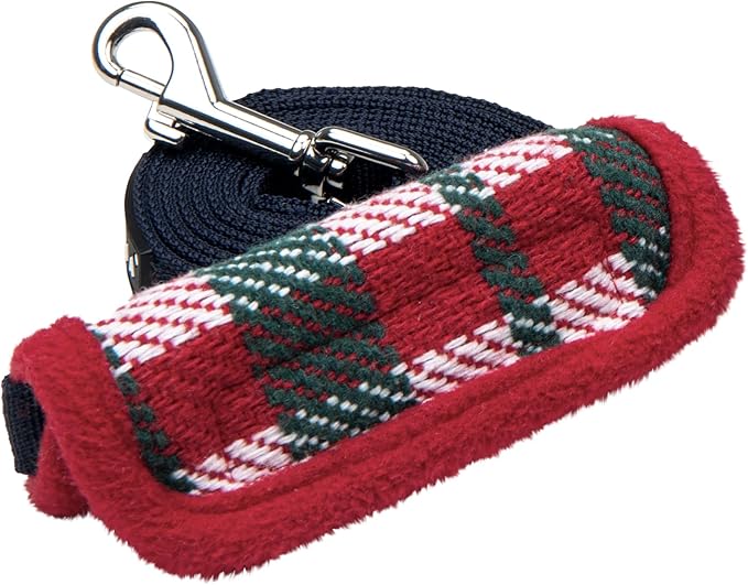Puppia Festive Dog Leash Checkered Pattern for Small and Medium Dog, Red, Medium