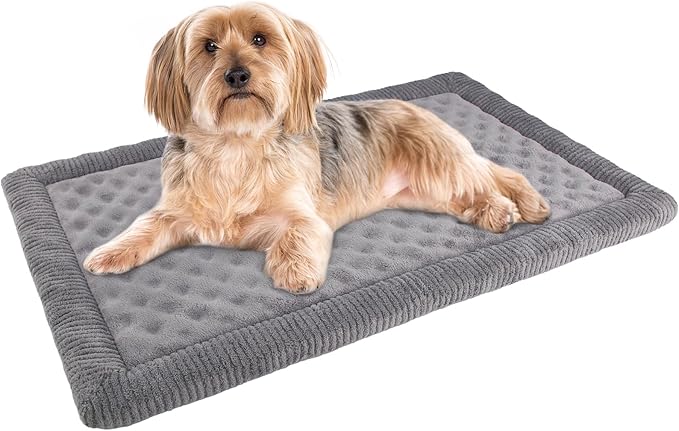 Dog Crate Pad 24x17 inch Gray Memory Foam Dog Bed Mat for Small Dog Cat Grey Washable Puppy Sleeping Bed Anti Slip