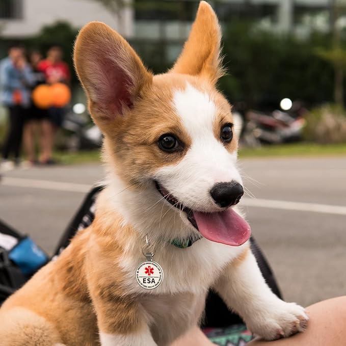 MYLUCKYTAG QR Code ESA Emotional Support Dog ID Tag - Pet Online Profile - Scan QR Receive Instant Pet Location Alert Email