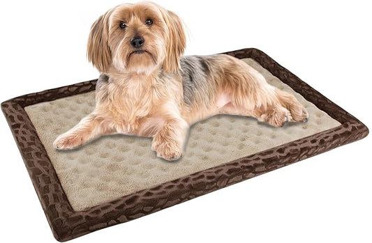 Dog Crate Pad 24x17 inch Memory Foam Dog Bed Mat for Small Dog Cat Washable Puppy Sleeping Bed Anti Slip,Brown