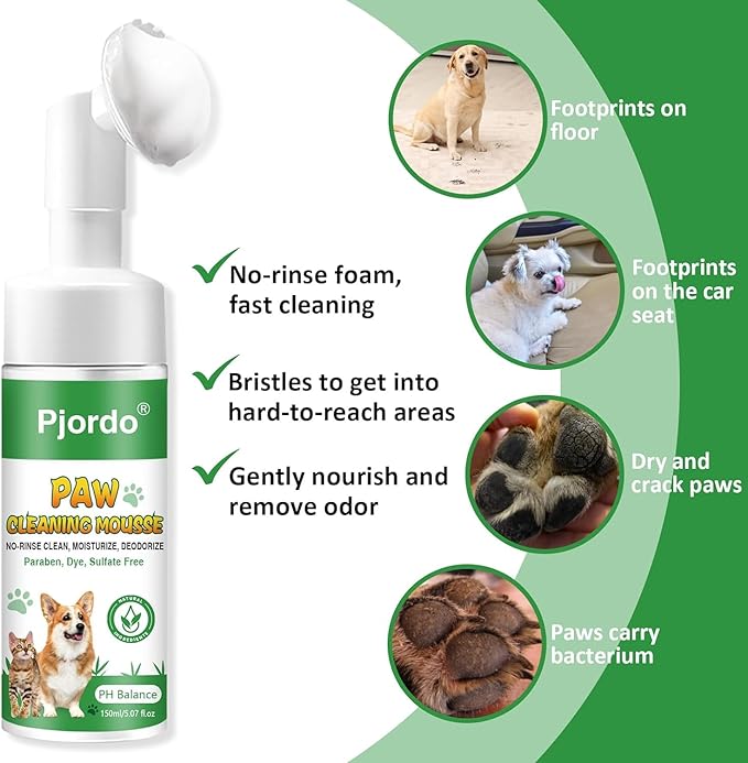 Dog Paw Cleaner, No-Rinse Pet Paw Cleanser for Dogs Large Medium Small XL Breed, Dog Paw Balm for Repairs Dry Cracked Paws, Dog Paw Protector Kit for Pet Foot Washer Care