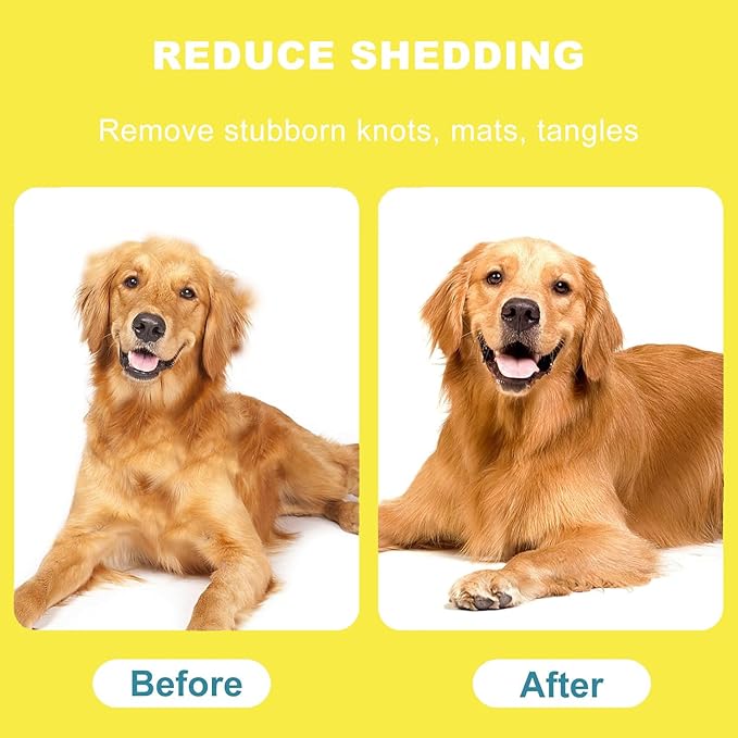 YINGFAN Slicker Brush for Dogs, Self Cleaning Dog Brush for Shedding, Dog Hair Brush for Long Haired Dogs, 7.1 Inch (Yellow)