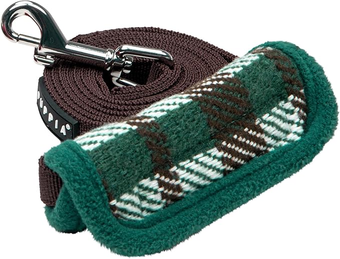 Puppia Festive Dog Leash Checkered Pattern for Small and Medium Dog, Green, Medium