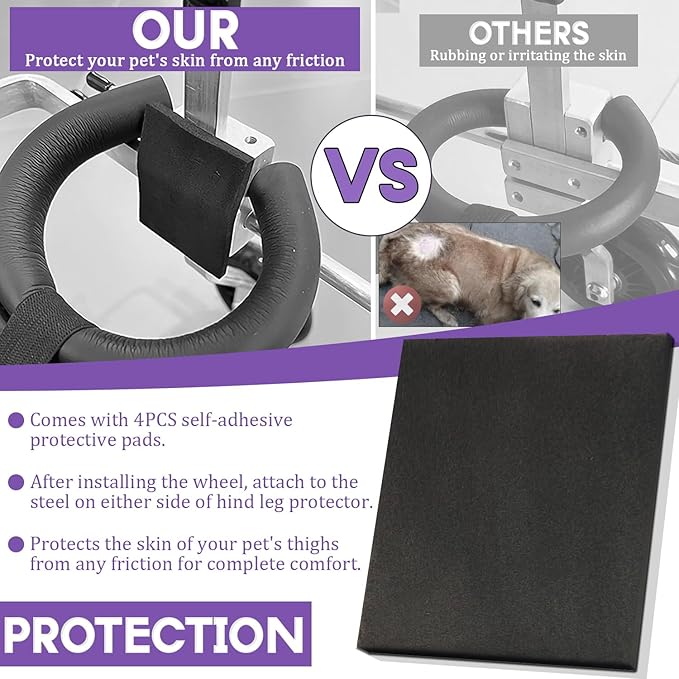 Dog Wheelchair for Back Legs Large Dog Carts with Wheels Adjustable Wheelchair for Dogs with Disabled Hind Legs Walking, with 4PCS Rear Leg Protection Pads (L)