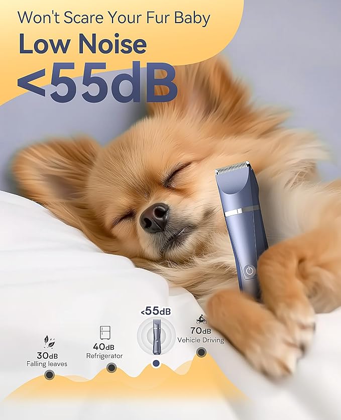 oneisall Dog Clippers Grooming Kit 4 in 1, Low Noise Dog's Paw Trimmer&Nail Grinder,IPX7 Waterproof Cordless Puppy Trimmer Shaver for Small Pets