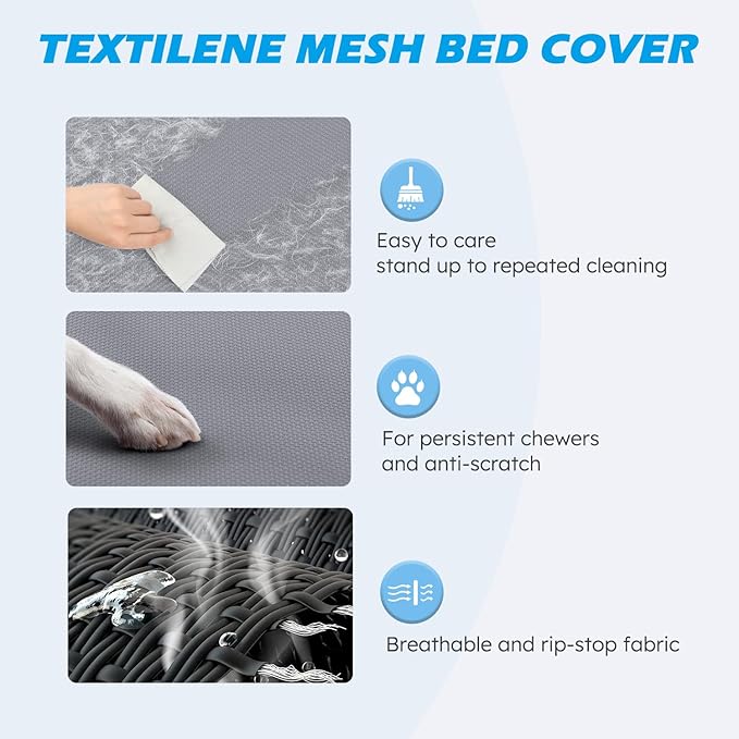 Cooling Elevated Dog Bed, Raised Dog Bed with Washable Breathable Mesh and Metal Frame, Portable Dog Cot Bed with No-Slip Feet for Outdoor and Indoor Use