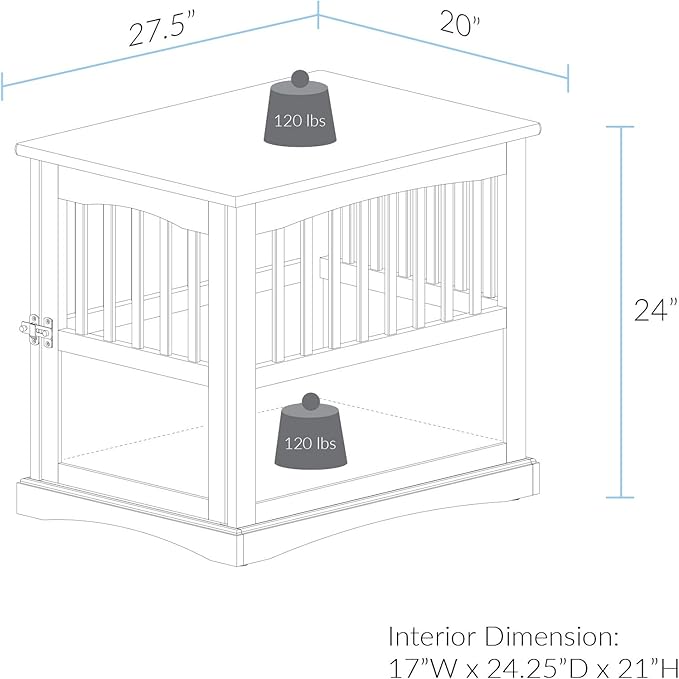 Casual Home Wooden Medium Pet Crate, End Table, Espresso