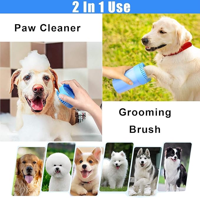 Portable Dog Paw Cleaner Upgrade Dog Cleaning Brush Paw Cleaner for Small/Medium Dogs (New, Red)