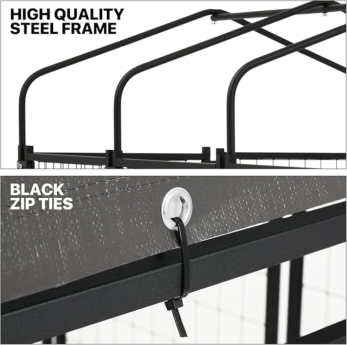 MoNiBloom Outdoor Dog Kennels for Small/Medium Dogs, Weatherproof Dog Pen Run with Cover and Rotating Feeding Door, 4.6ft High Expandable Dog Playpen for Outside Yard, 8 Panels with Powder Coating