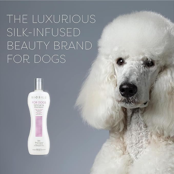 BioSilk Silk Therapy Detangling Dog Shampoo | Sulfate and Paraben Free | Matted Hair Detangler for All Adult Dogs, 12 Fl Oz - 2 Pack