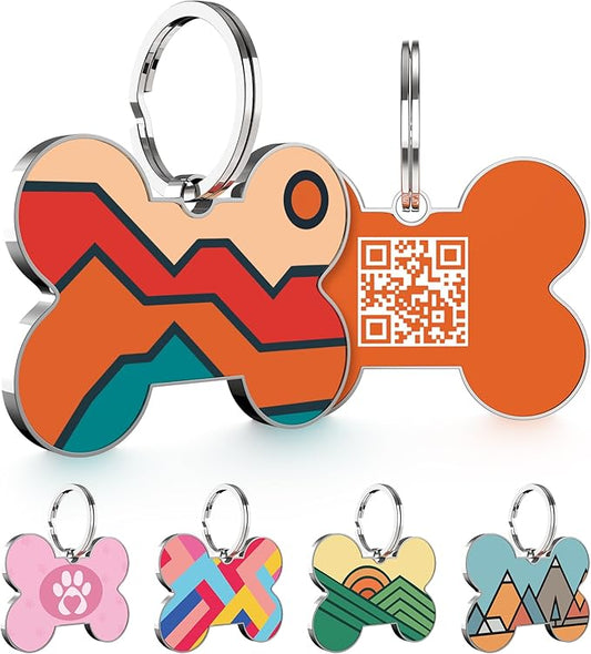 QR Code Dog Tag,Dog Tags Personalized for Pets, Custom Dog Name ID Tags Personalized Dog and Cat Tags -Free Online&Scan QR Receive Instant Location Alert Email