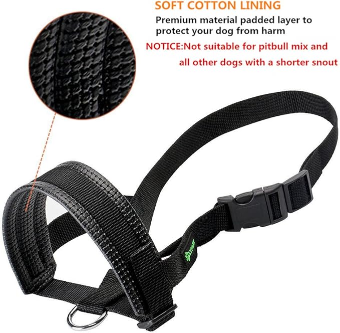 Nylon Dog Muzzle for Small,Medium,Large Dogs Prevent from Biting,Barking and Chewing,Adjustable Loop(XXL/Black)