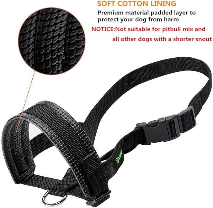 Nylon Dog Muzzle for Small,Medium,Large Dogs Prevent from Biting,Barking and Chewing,Adjustable Loop(XXXL/Black)