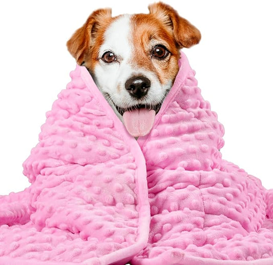 LaSyL Weighted Blanket for Pets | Thunder Blanket for Dogs Anxiety | Premium Soft Minky | Relaxation & Calming & Anti Anxiety | Used in Car, Bed, Couch | Pink, Washable Medium 32" L x 40" W