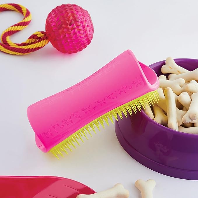 Pet Teezer, Detangling & Dog Grooming Brush, Pink and Yellow