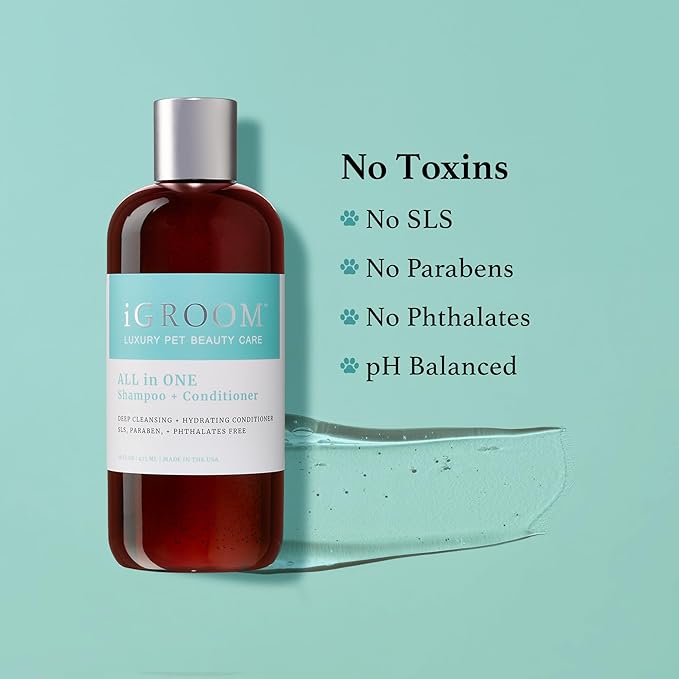 iGroom All-in-One Dog Shampoo + Conditioner, Luxury Pet Beauty Care, Deep Clean All Coat Types, Hydrate and Condition Coat, Made in The USA, Gallon