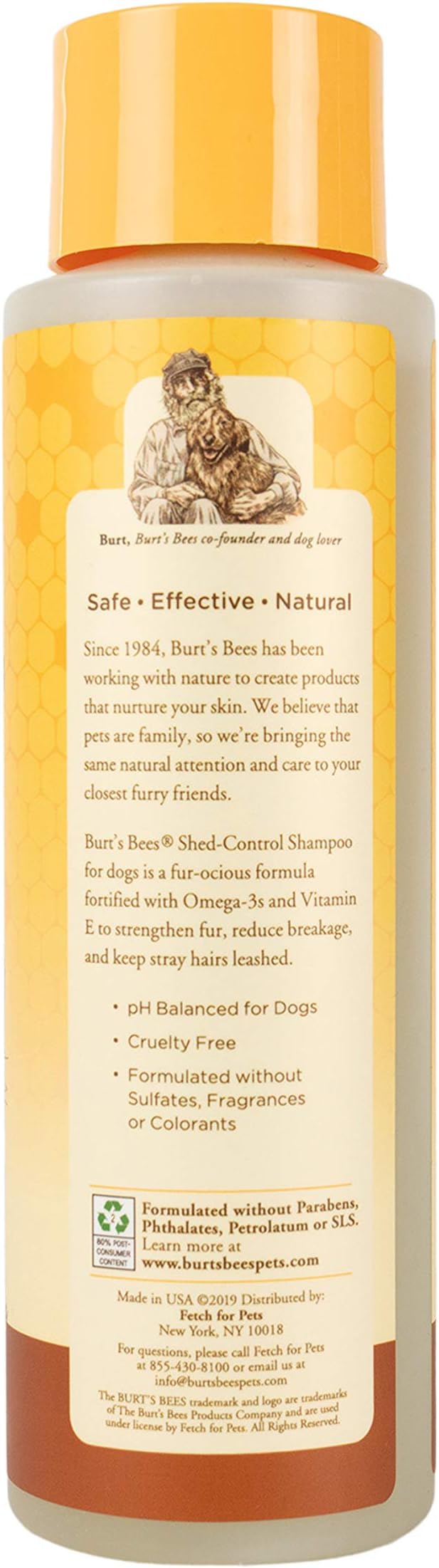 Burt's Bees for Pets Shed Control Shampoo with Omega 3 and Vitamin E,Shedding Shampoo for Dogs,Burts Bees Dog Shampoo,Pet Shampoo,Deshedding Dog Shampoo,Natural Dog Shampoo,Dog Wash(Pack of 2)
