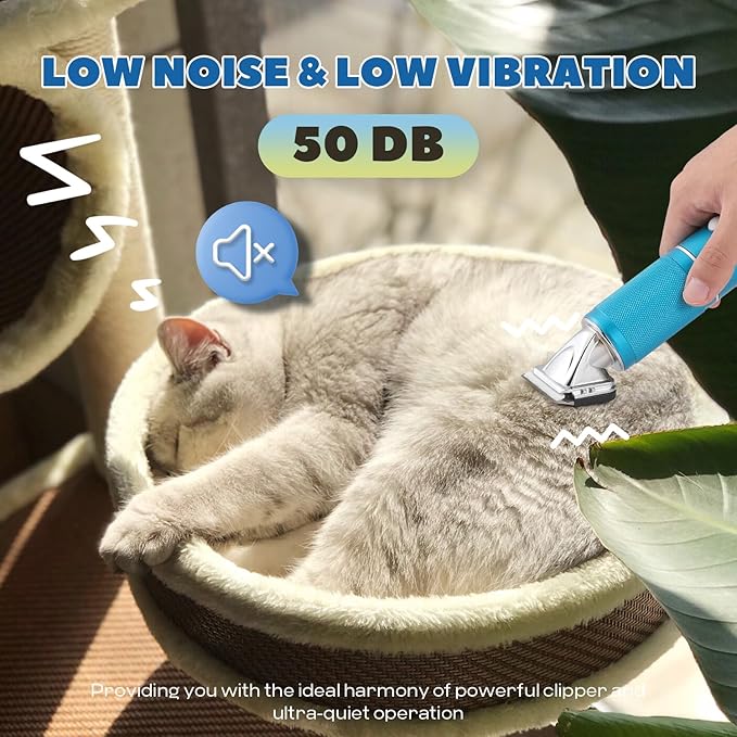 Pet Grooming Clippers 300W & Replacement Blades Set Included (1 Standard + 1 Adjustable) Bundle