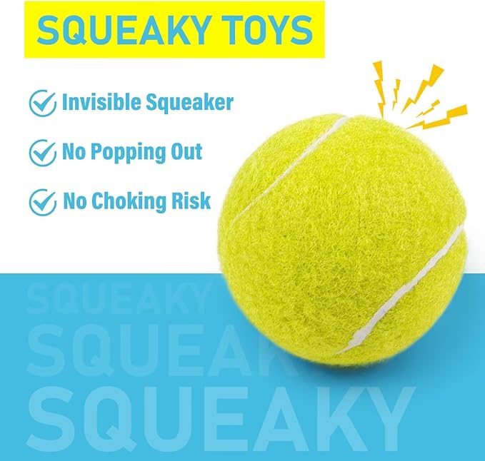 PrimePets Tennis Balls for Dogs, 2.5 Inch Squeaky Dog Balls for Play & Fetch, Squeaky Tennis Balls for Medium, Large Dogs, Dog Toy Balls
