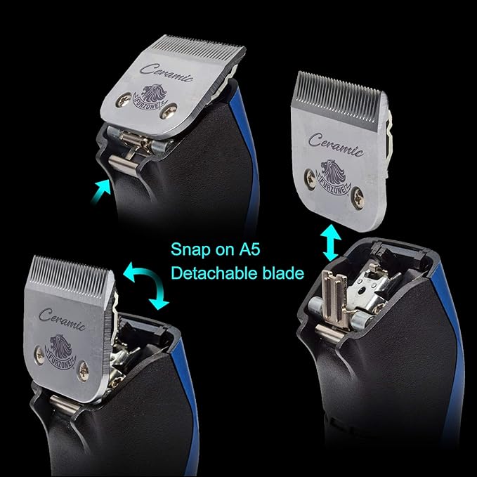 Detachable Ceramic Blade - Size 15 Blade 3/64", Made of High-Tech Ceramic Materials, Compatible with Most Andis, Oster, Wahl A5 Clippers
