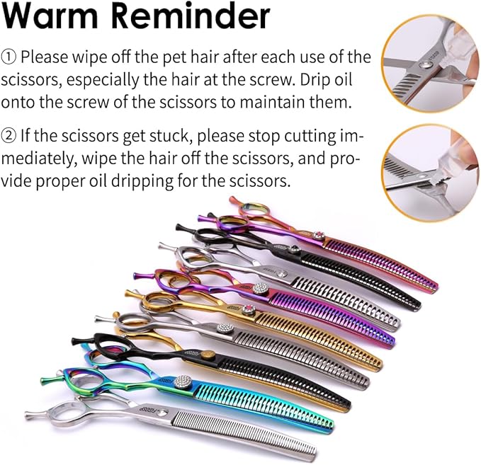 Curved Chunkers Shears Dog Grooming Scissors 7.0 in Professional Downward Thinning Shears for Dogs Cat Pet Japan 440C Stainless Steel Sharp and Durable(7.0 In, Chunker)