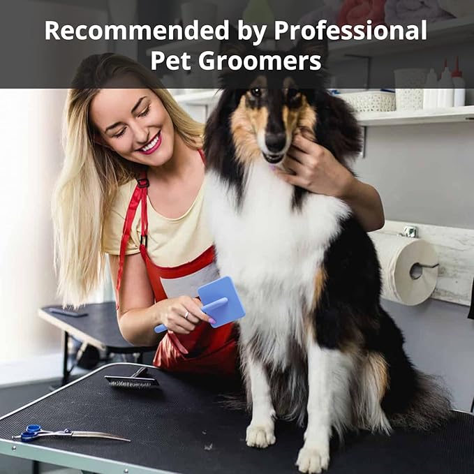 Long Pin Wood Slicker Brush for Dematting & Grooming Long-Haired Poodle & Doodle Breeds for Fluff Detangling & Keeping Mats Free on Poodles, Goldendoodles & Curly Dogs