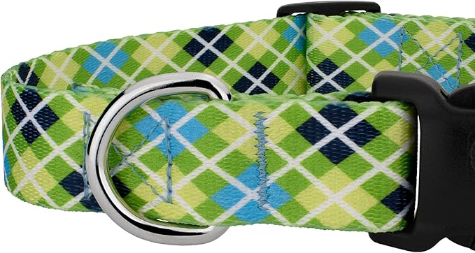 Country Brook Petz - Deluxe Margarita Argyle Dog Collar - Made in The U.S.A. - Plaid and Argyle Collection Featuring Charming Designs (5/8 Inch, Small)