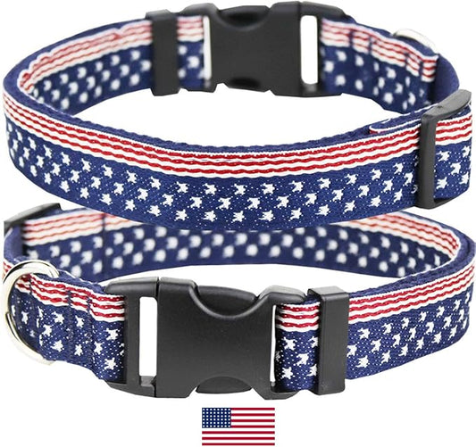 American Flag Dog Collars Adjustable Basic Dog Collar Soft Comfortable Pet Collar (S)
