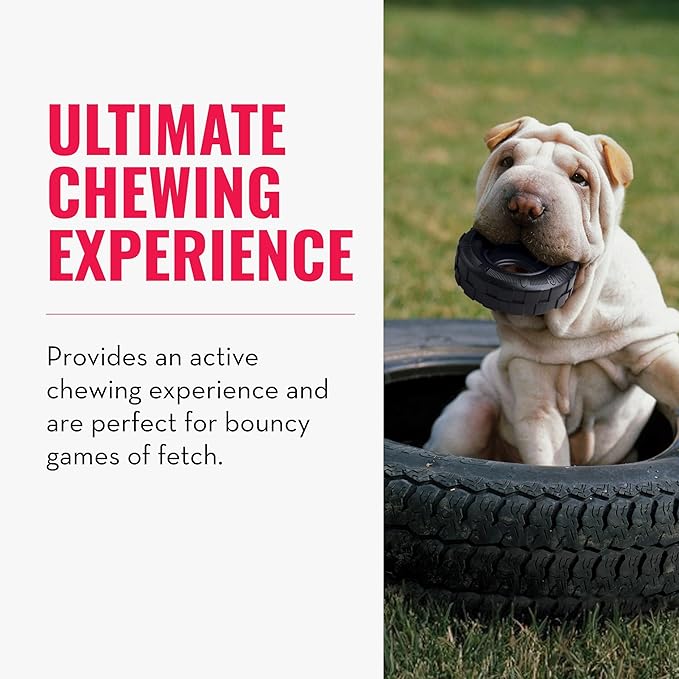 KONG Extreme Tires - KONG's Most Durable Natural Rubber Chew & Fetch Toy - Treat Dispenser Dog Tire Toy - Pet Supplies for Outdoor & Indoor Play - For Medium/Large Dogs