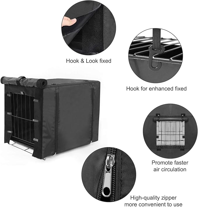 Durable Dog Crate Cover Double Door for Large pet Cover Kennel Covers Universal Fit for 36 inches Wire Dog Crate (36 Inch (36" L x 23" W x 25" H))-Black