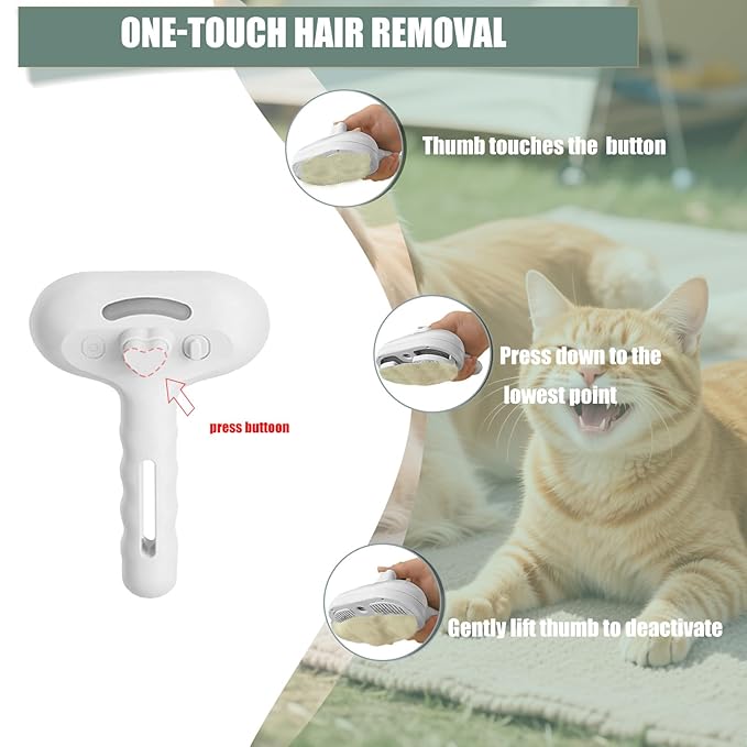 3 - in - 1 Pet Steam Brush for Cats & Dogs - Suitable for All Hair Types! One - Click Spray; Comfortable Massage; Superior Deshedding & Skin Care; Quiet Operation at ≤36dB (White)