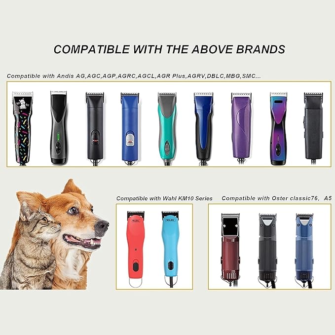 10W+7FW+5FW+4FW Wide Blades for Dog Grooming, Compatible with Ainds, Oster A5, Wahl Km10 and Other Series Clippers, Cut Length 1/16"(1.5mm) to 3/8" (9.5mm), Fit for Larger Animals