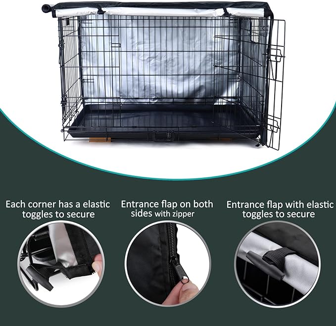 kefit Dog Crate Cover 48 inch, Kennel Cover for Dog Cage, Black
