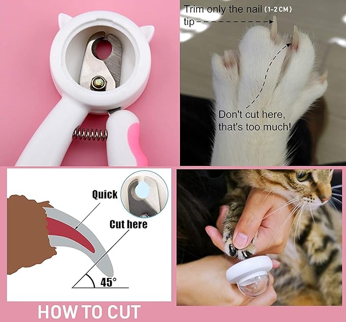 Pet Nail Clippers, Avoid Nails Flying Everywhere, Transparent Nail Storage Compartment Design, Independent Storage Files, Stainless Steel Pet Nail Clippers (Pink)
