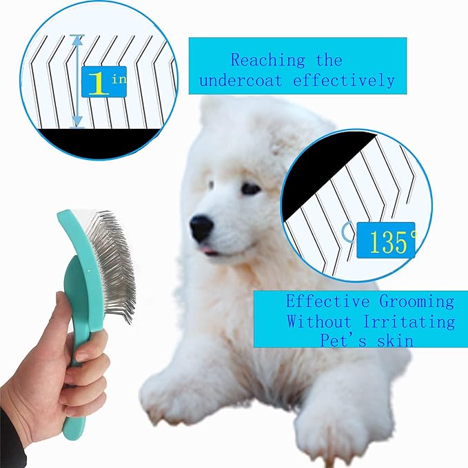 Slicker Brush for Long Haired Dogs - Poodles, Golden Doodles - Large Dog Pet Grooming Wire Brush and Deshedding