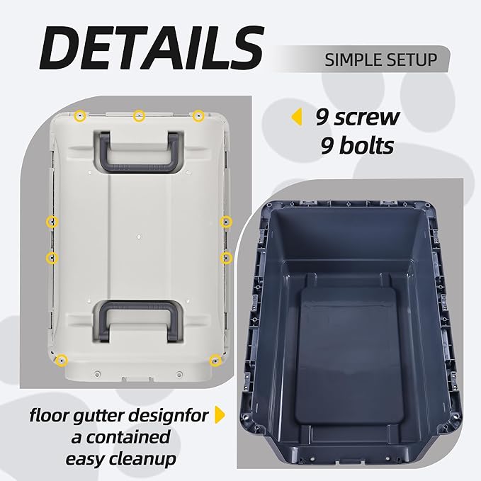 Plastic Kennels, Plastic Dog Crate, Airline Approved Pet Carrier for Dogs and Cats Longer Traveling, L