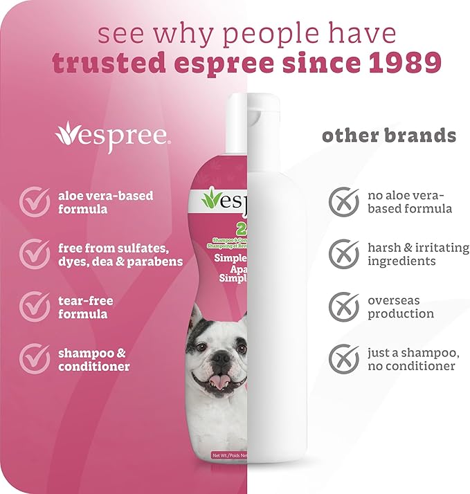 Espree Simple Soothe Shampoo & Conditioner with Baking Soda, Soothing Shampoo for Dogs, Jojoba Oil Formula, Nourishing Dog Conditioner, Puppy Essentials, 20oz