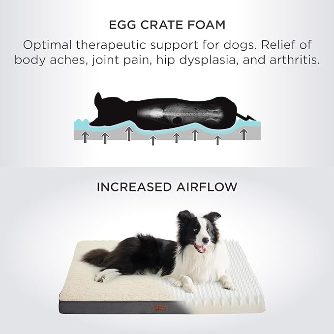 Bedsure Orthopedic Dog Bed Extra Large - Dog Beds with Removable Washable Cover, Egg Crate Foam Pet Bed Mat, Suitable for Dogs Up to 100 lbs