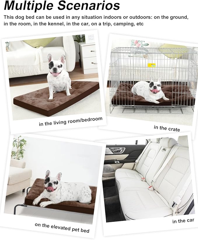 Dog Crate Bed for Medium Size Dogs,Washable Dog Kennel Pad Ultra Soft Pet Sleeping Mat for Cages,Anti-Slip Bottom,29x18 inch,Brown