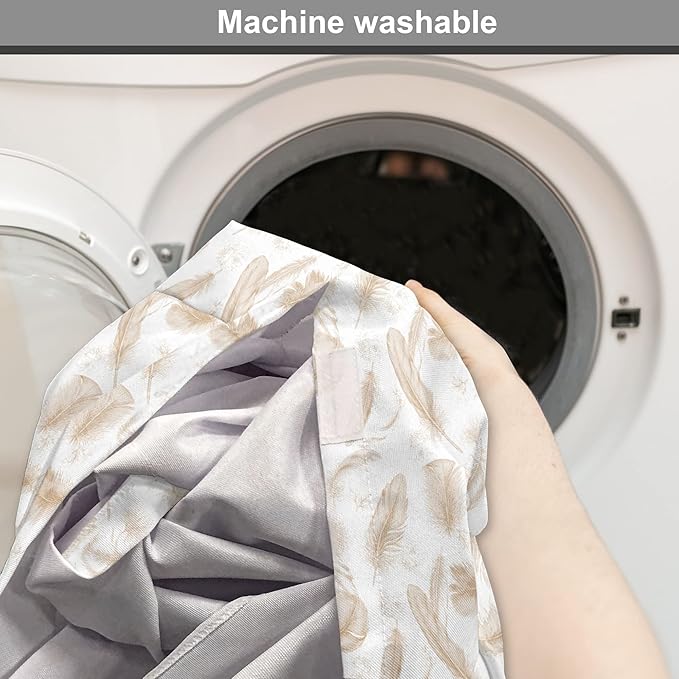 Lunarable Cream Dog Crate Cover, Fluffy Soft Flying Bird Feathers Hand Drawn Style Tender Nature Plumage Pattern, Easy to Use Pet Kennel Cover for Small Dogs Puppies Kittens, 18 Inch, Pale Tan White