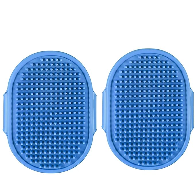 Dog Bath Brush. Dog Washing Brush.2 Sets Short Haired and Long Haired Dog and Cat Bath Brushes (blue)